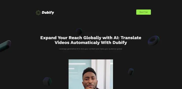 Screenshot of Dubify website