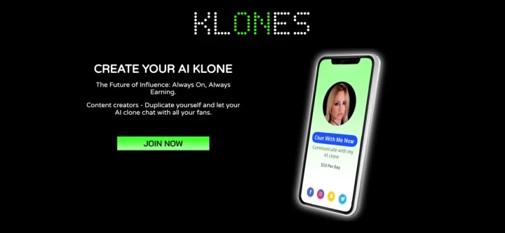 Screenshot of Klones website
