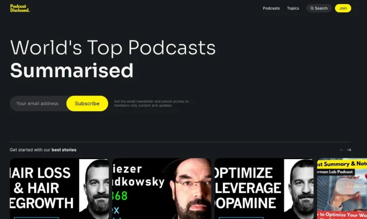 Screenshot of Podcast Disclosed website