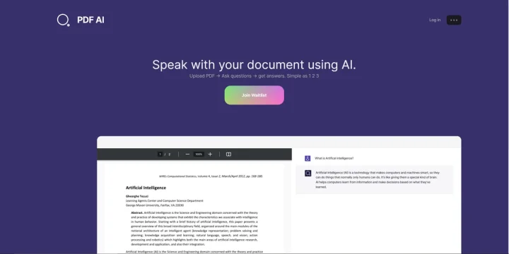 Screenshot of PDF AI website