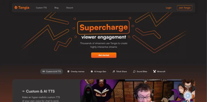 Screenshot of Tangia website