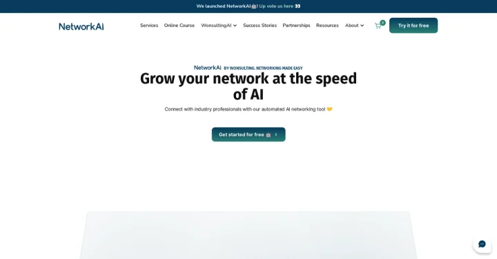 Screenshot of Network AI website