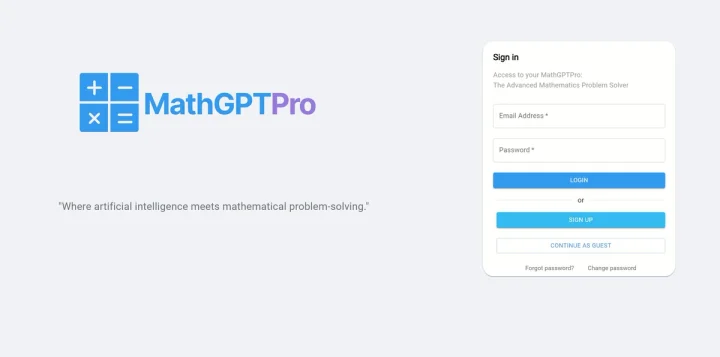Screenshot of MathGPTPro website