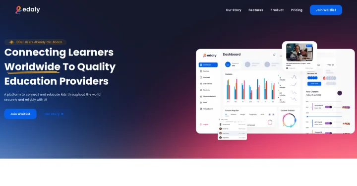 Screenshot of Edaly website