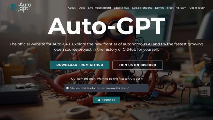 Screenshot of Auto-GPT website