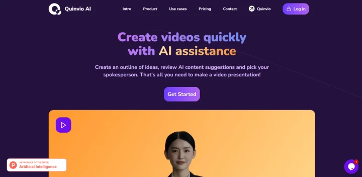 Screenshot of Quinvio AI website