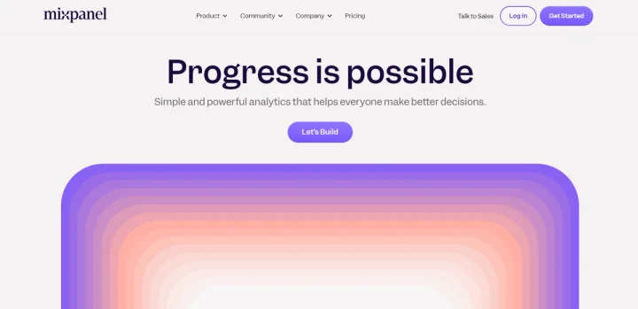 Screenshot of Mixpanel website