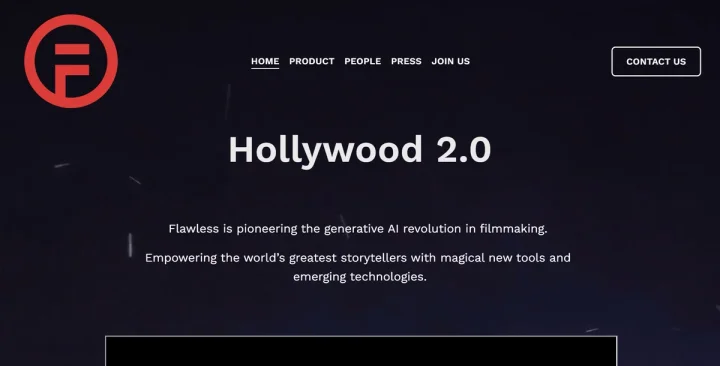 Screenshot of Flawless AI website