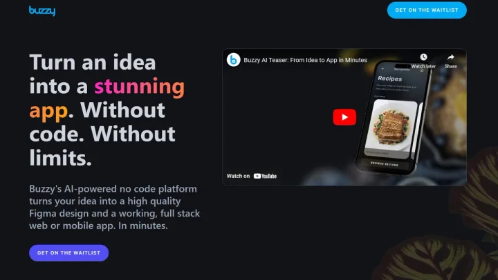 Screenshot of Buzzy Ai website