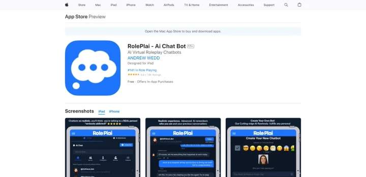Screenshot of RolePlai website