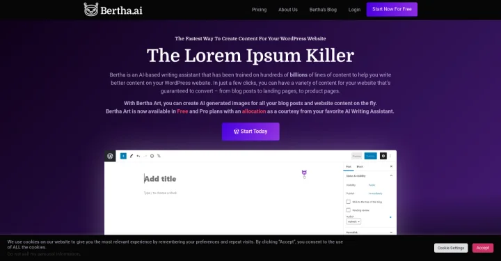 Screenshot of Bertha.ai website