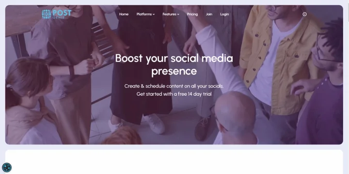 Screenshot of Post Genie website