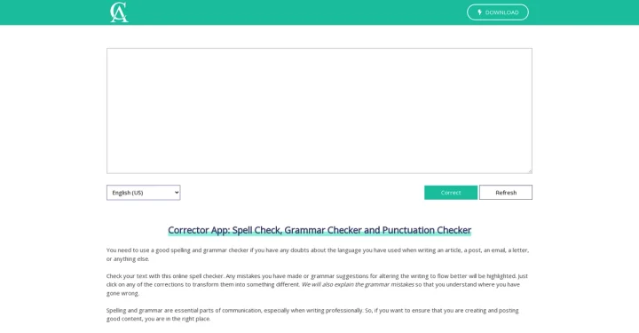 Screenshot of Corrector App website