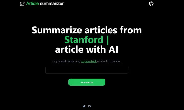 Screenshot of Article Summarizer website