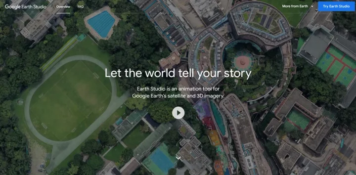 Screenshot of Google Earth Studio website
