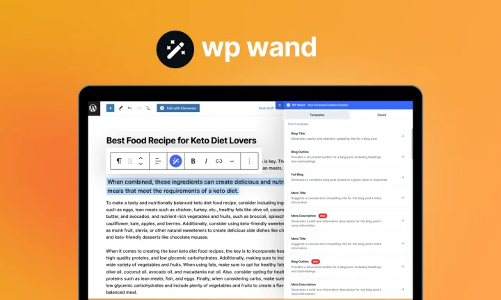 Screenshot of WP Wand website