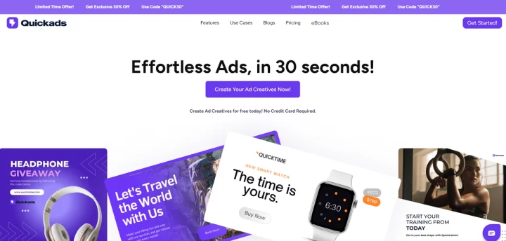 Screenshot of Quickads website