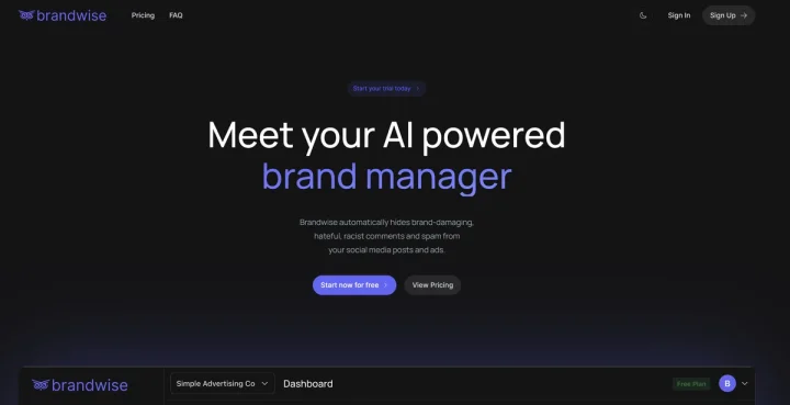 Screenshot of Brandwise AI website
