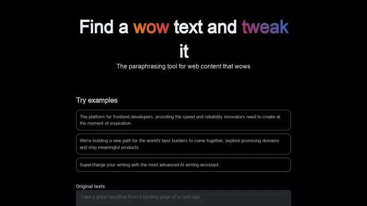 Screenshot of Paraphrase AI website