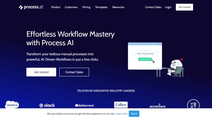 Screenshot of Process AI website