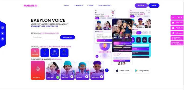 Screenshot of Babylon Voice website