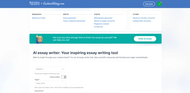 Screenshot of CustomWritings website