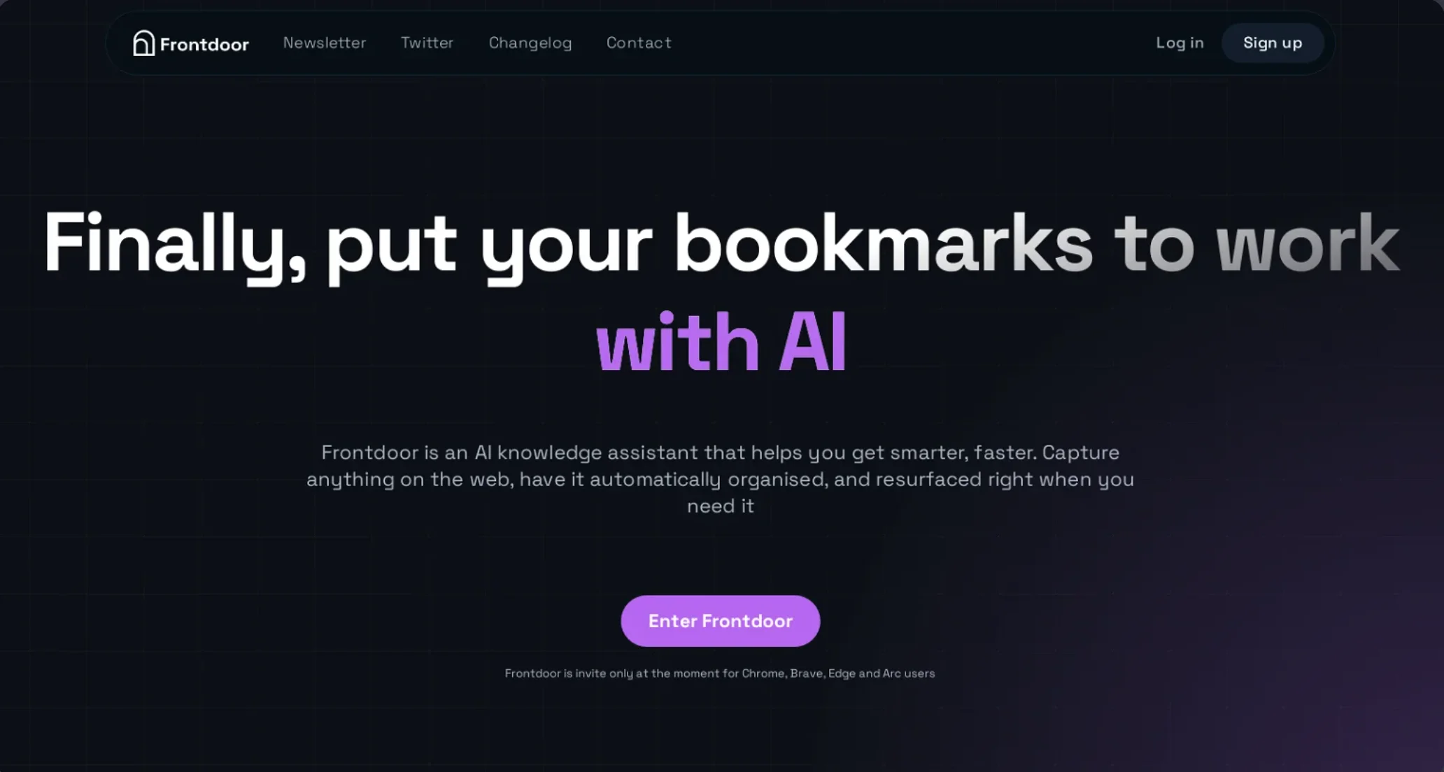 Screenshot of Frontdoor website