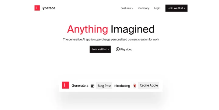 Screenshot of Typeface website