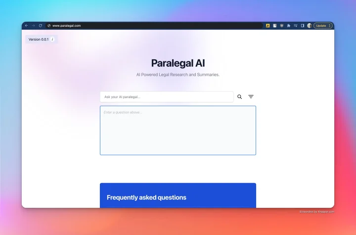 Screenshot of Paralegal AI website