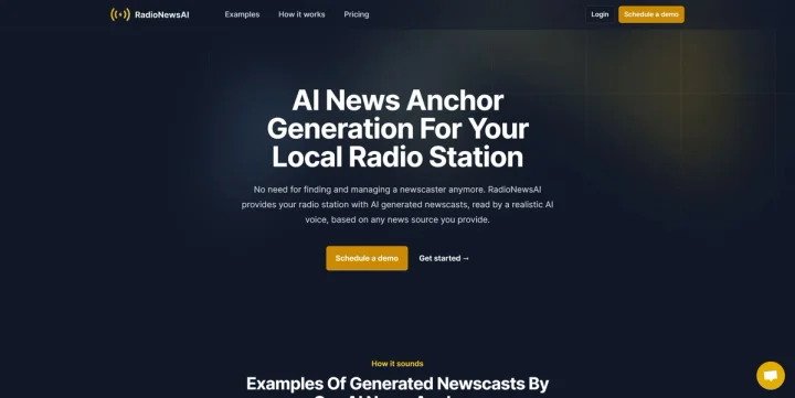 Screenshot of RadioNewsAI website