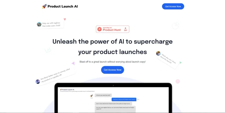 Screenshot of ProductlaunchAI website