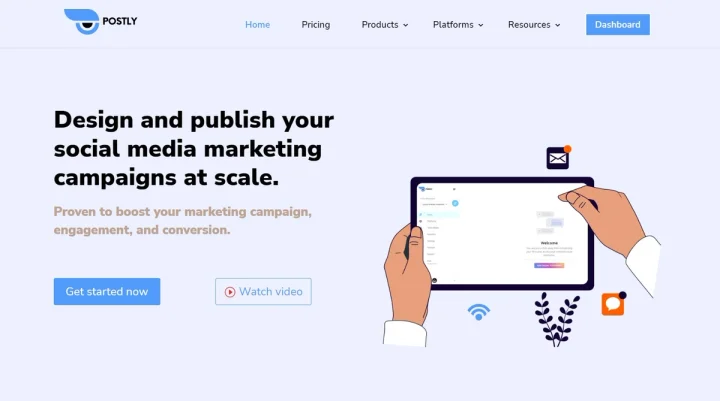 Screenshot of Postly website