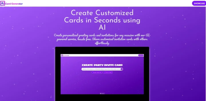 Screenshot of AI Card Generator website