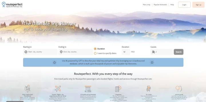 Screenshot of Routeperfect website