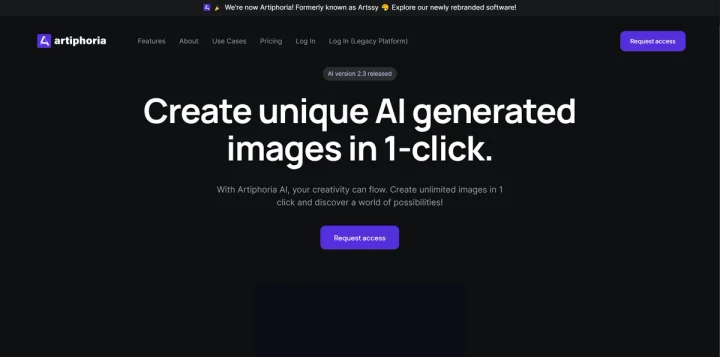 Screenshot of Artiphoria website