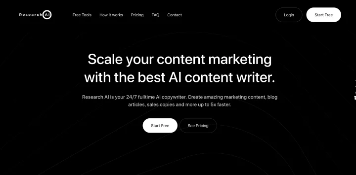 Screenshot of Research AI website
