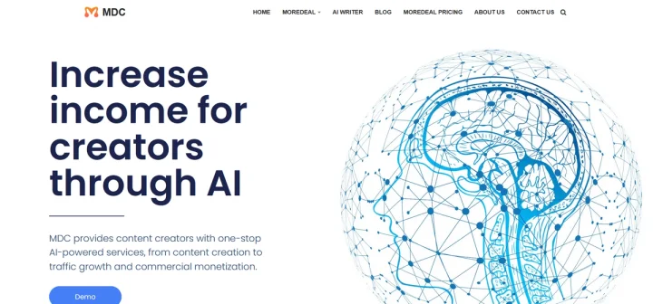 Screenshot of Moredeal AI Writer website