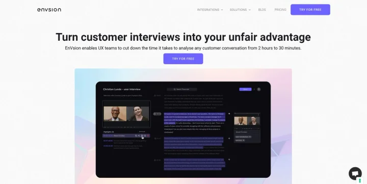 Screenshot of Envision website