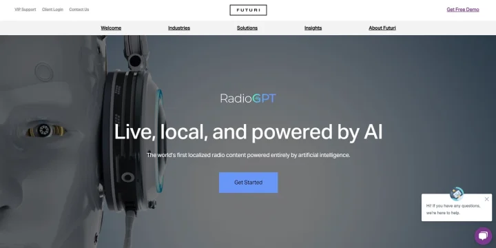 Screenshot of RadioGPT website