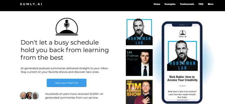 Screenshot of SumlyAI website