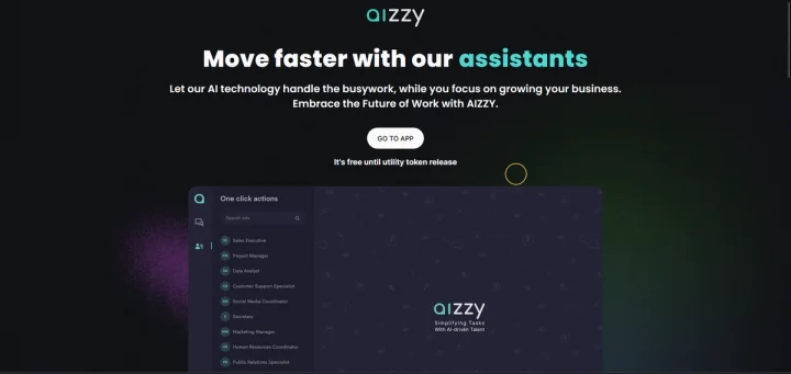 Screenshot of Aizzy.ai website