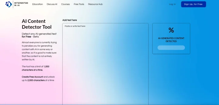 Screenshot of InterestedinAI website