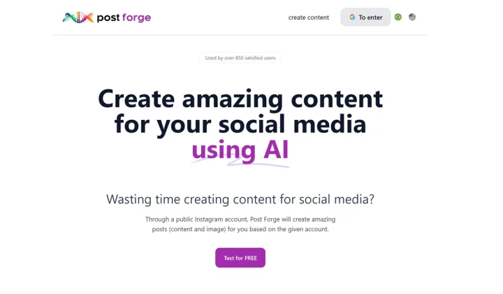 Screenshot of Post Forge website