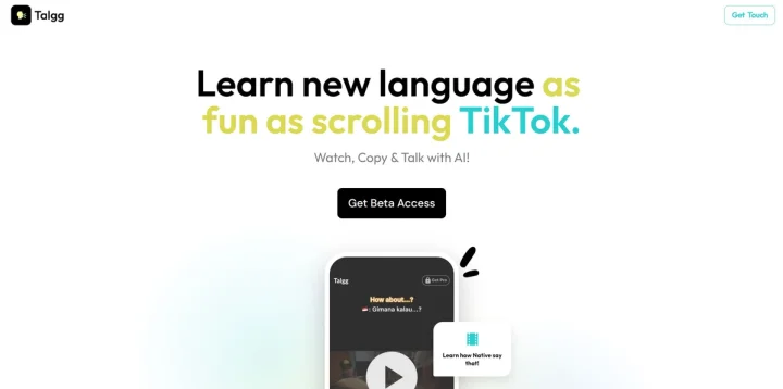 Screenshot of Talgg website