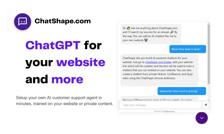 Screenshot of ChatShape website