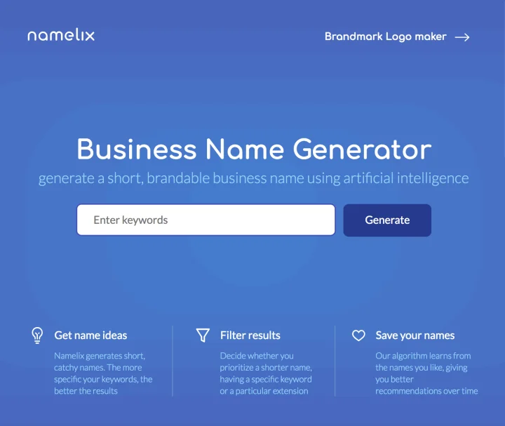Screenshot of Namelix website