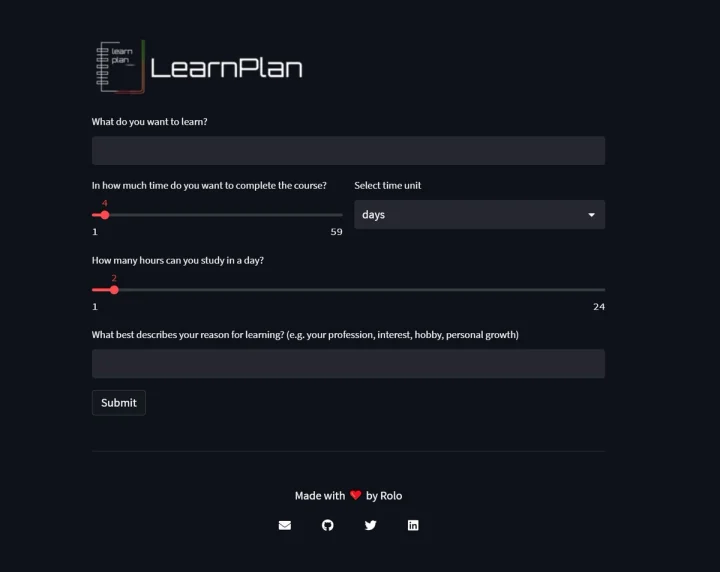 Screenshot of LearnPlan website