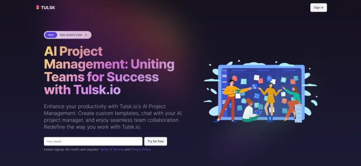 Screenshot of Tulsk.io website