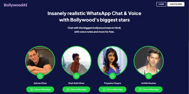 Screenshot of Bollywood AI website