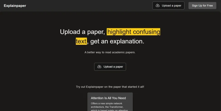 Screenshot of ExplainPaper website